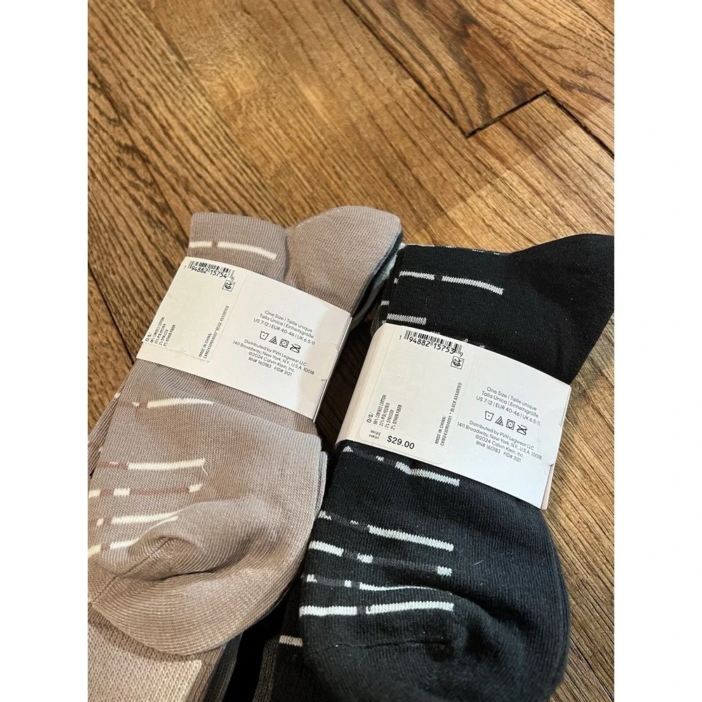 Calvin‎ Klein 4 Pack Lot Socks Stretch Crew One Size Black Blue Tan
